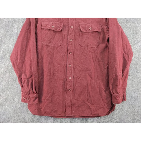 Mens L.L. Bean Chamois Button Up Long Sleeve Shirt SZ L Tall Red 2 Front Pockets - Picture 4 of 10